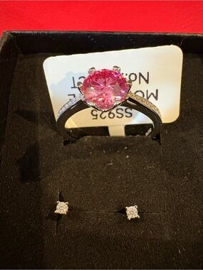 1.0CT Pink Moissanite White Gold Over Sterling Silver Ring Size 7